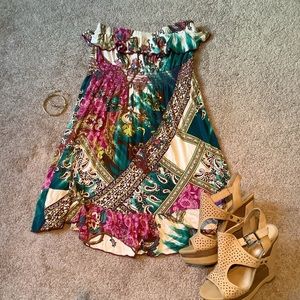 Lush strapless Patchwork Dress